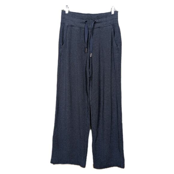 ATHLETA Navy Blue Speckled Balance Lounge Pant Wide Leg Drawstring Women's Small - Picture 2 of 7
